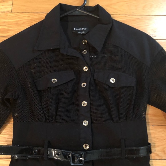 🚨5 for $20 Bebe Mesh Button Up Work Midi Dress with Gold XS - Picture 2 of 3